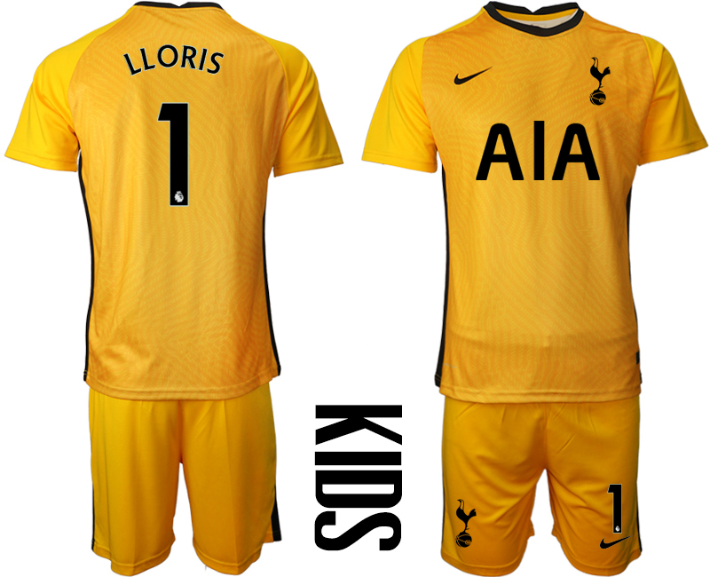 2021 Tottenham Hotspur yellow goalkeeper youth #1 soccer jerseys
